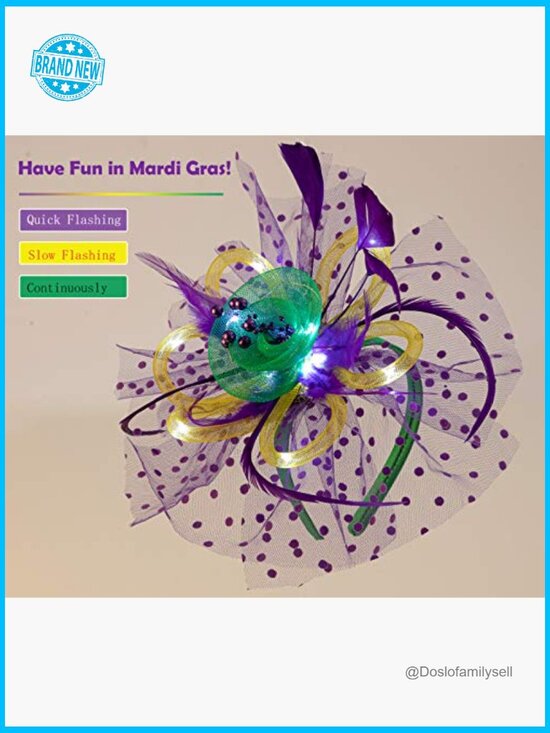 LED Light Up Fascinator Hat Feather Mesh Headband Wedding Hair Clip